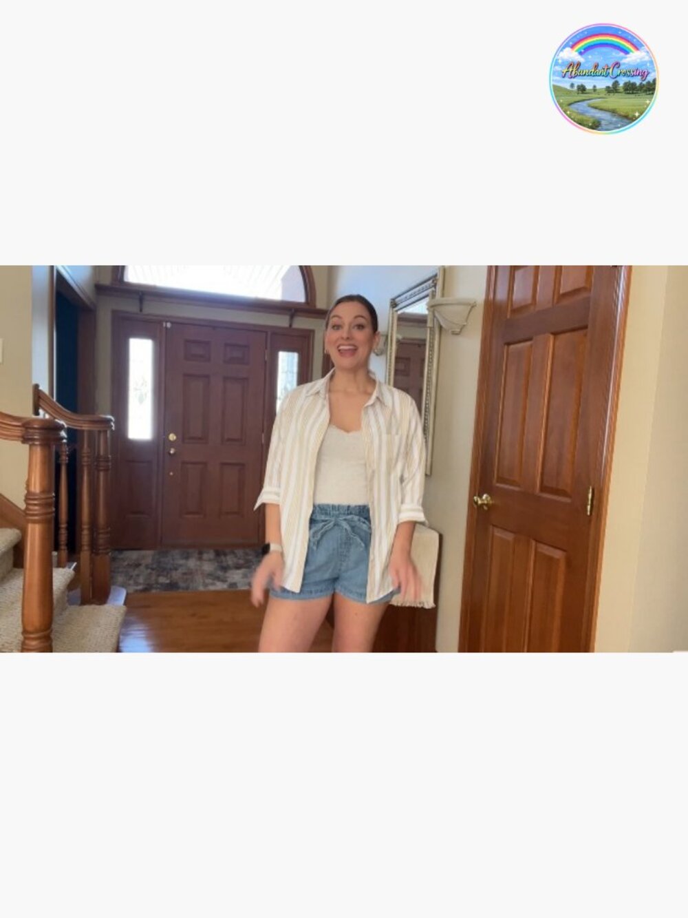 Striped Button Down Long Sleeve Blouse with Pocket Cotton Blend - Picture 5 of 7